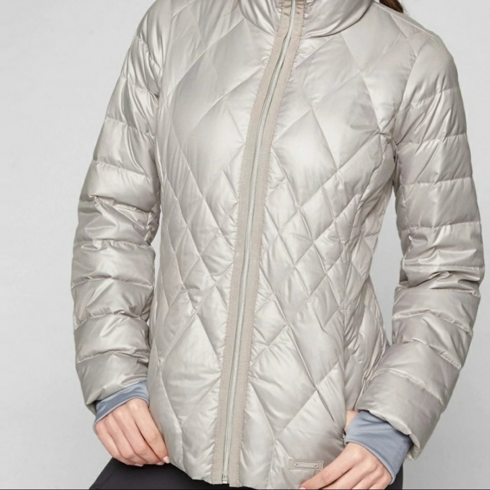 Athleta Responsible Down Jacket Pebble Gray Szxxs - image 2